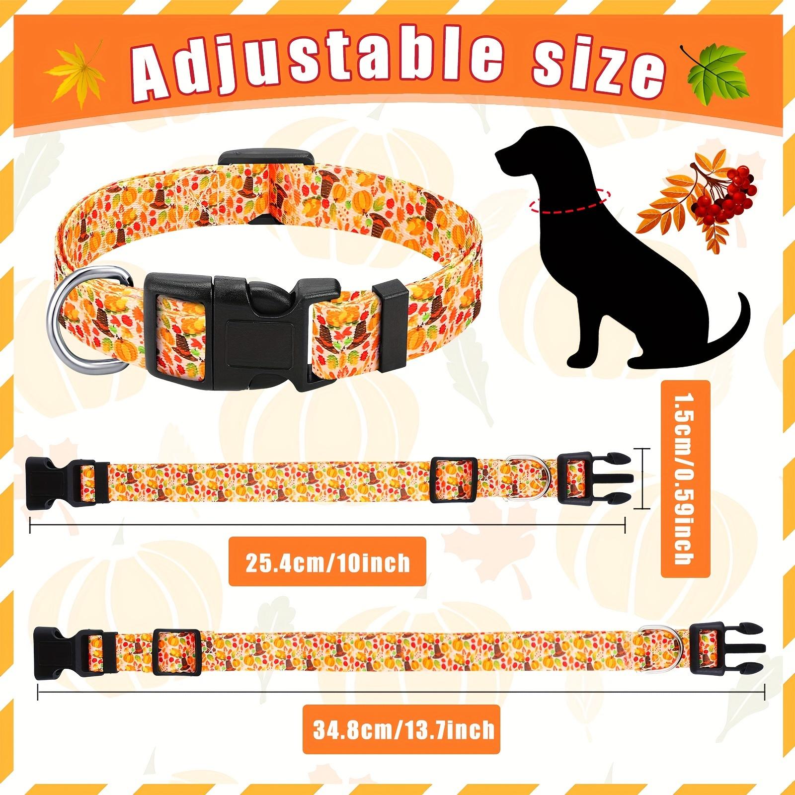 6 Pcs Thanksgiving Fall Dog Collar For Puppy Extra Small Medium Large Dogs Nylon Adjustable Lightweight Basic Cat Collars Pumpkin Maple Leaf Patterns Safety With Plastic Buckle (Small)