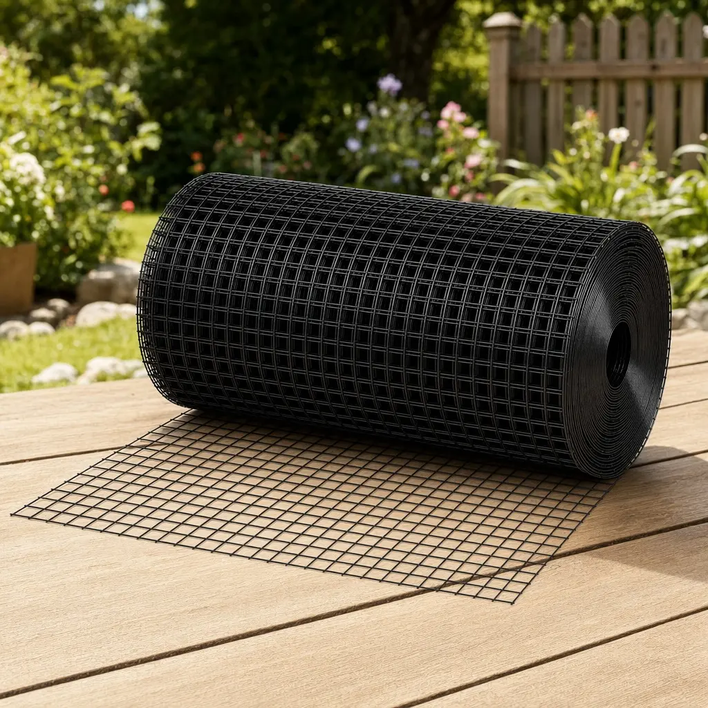 24in x 50ft Black Heavy-Duty Iron Steel Welded Wire Mesh Fence Roll (15.87 lb), 1/2in Hardware Cloth for Gardening Plant Fencing, Poultry Coop Barrier, Home Backyard Protection