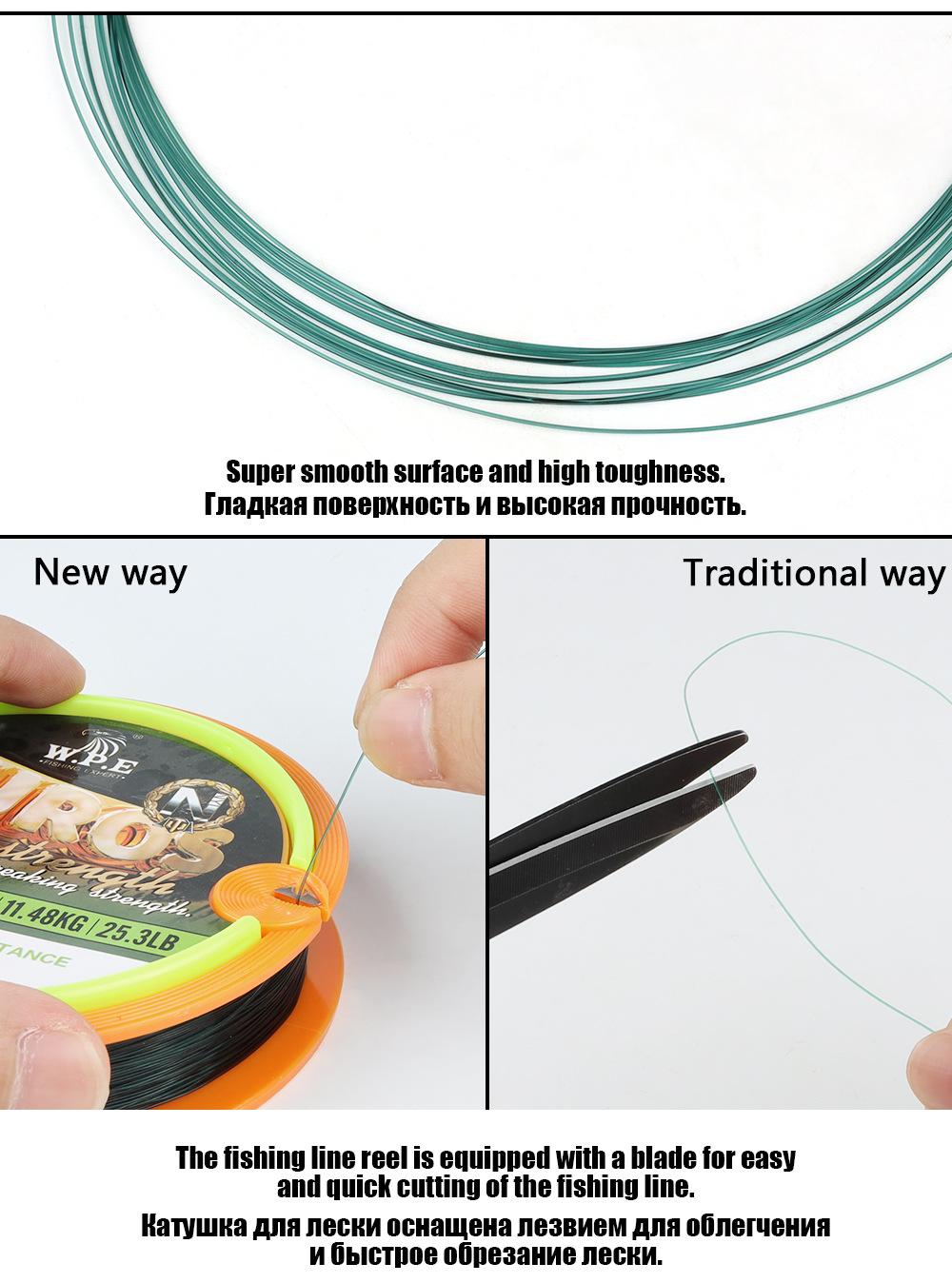 W.P.E Nylon Monofilament Fishing Line, Japanese Mono, Smooth High Strength Main Line 300m 500m 1000m