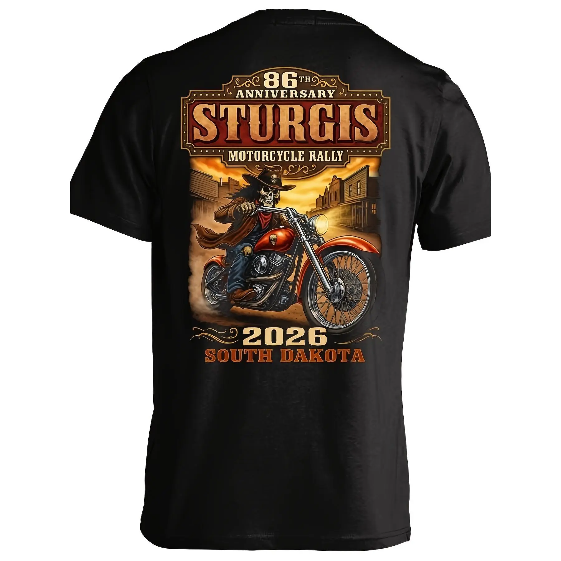 2026 Sturgis Motorcycle Rally Midnight Rider - 86Th Anniversary Fashion Apparel Short Sleeve