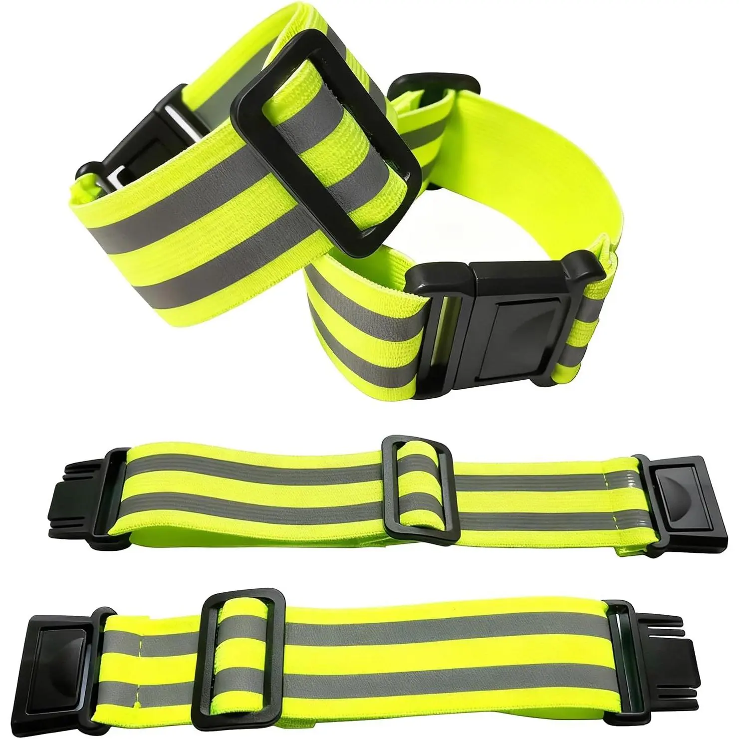 4-Pack Adjustable Reflective Armbands & Belts | High-Visibility Safety Gear for Running, Cycling & Night Walking | Reflective Wrist, Ankle Bands for  & Adults