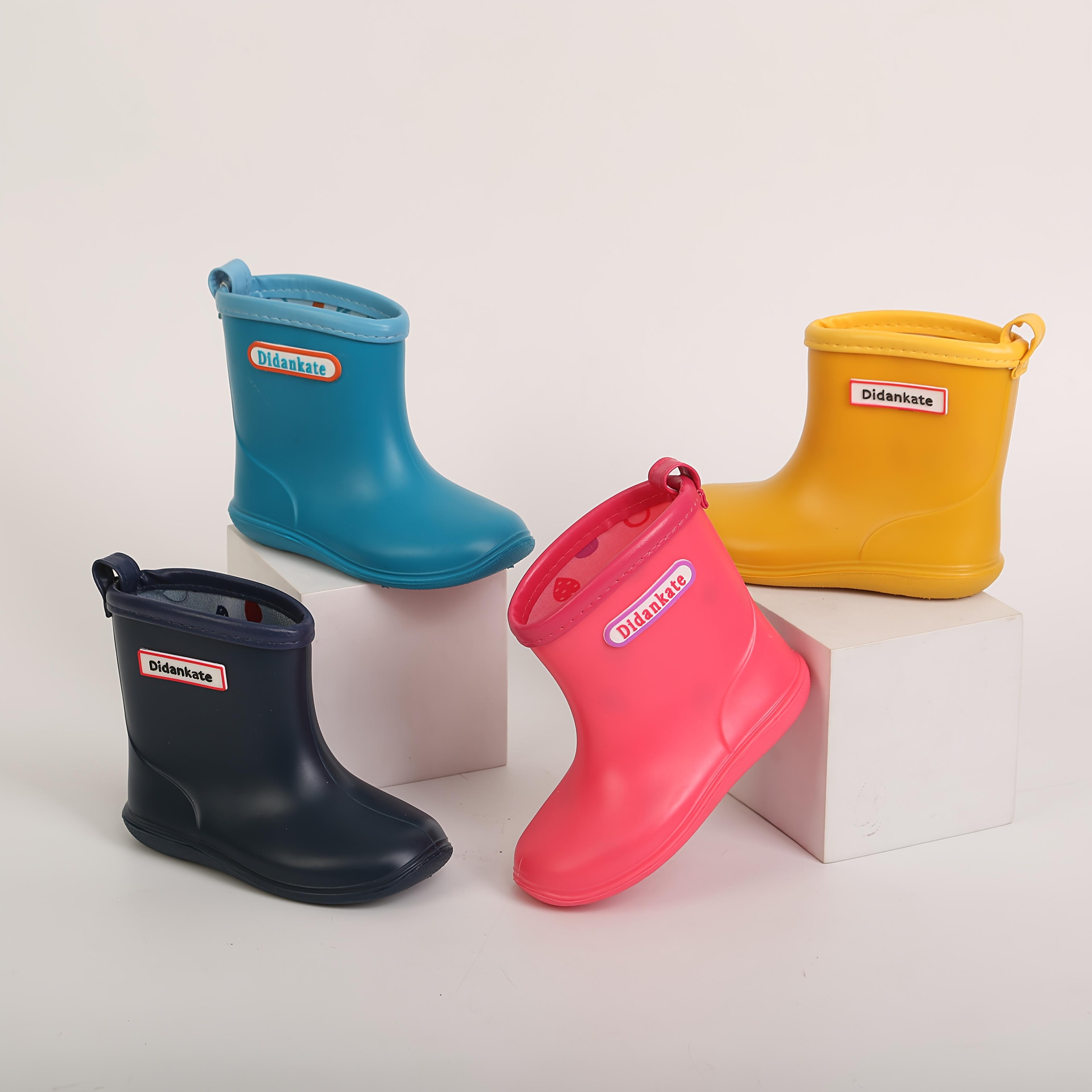 Kids' Waterproof Cartoon Pull-On Rainboots with Pull-On Handles, Synthetic Slip-Resistant Outdoor Footwear for Rain Protection, Indoor-Outdoor Fun, Rain Gear