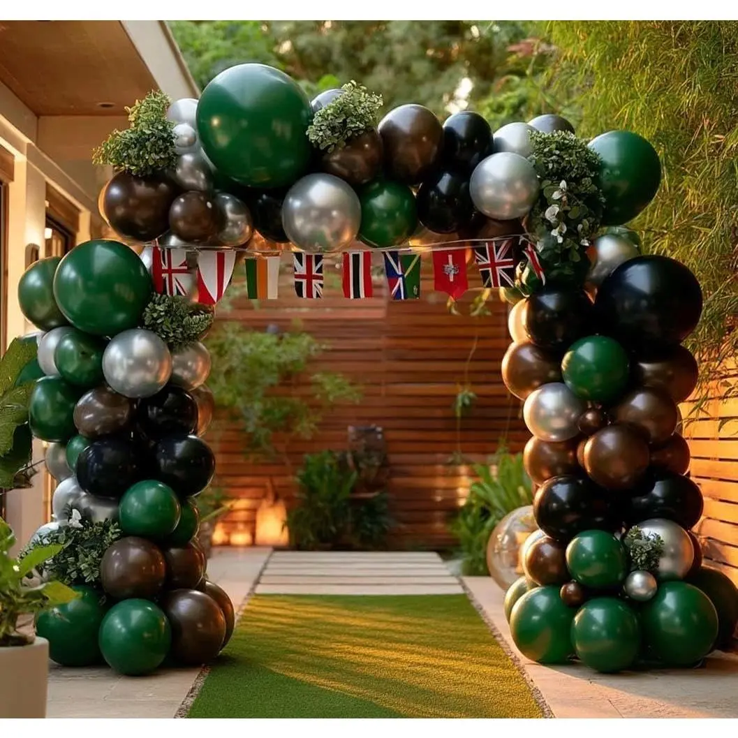 Black Green Balloon Arch Double Stuffed Latex Dark Green Brown  Balloon Garland for Boy  Shower Birthday Football Camo  Jungle Anniversary Prom Praty Decor