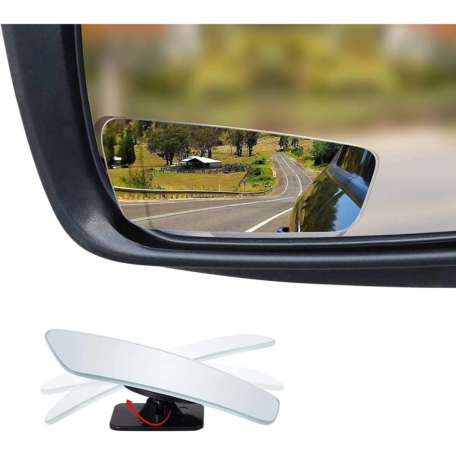 3.5-Inch Rectangular Blind Spot Mirrors for Cars, Universal Fit, HD Convex Wide Angle, Stick-On Frameless Design, Adjustable Blindspot Mirror for Car Side Mirrors, 2-PackGift