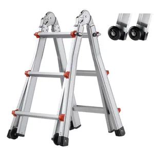 【DealsForYouDays】VEVOR Telescoping Ladder A Frame, 9.5 FT Compact Aluminum Extension Ladder, Multi-Function Portable Collapsible RV Ladder, Telescopic Ladder for Homework Stairs Indoor Outdoor Roof, 330lb Load