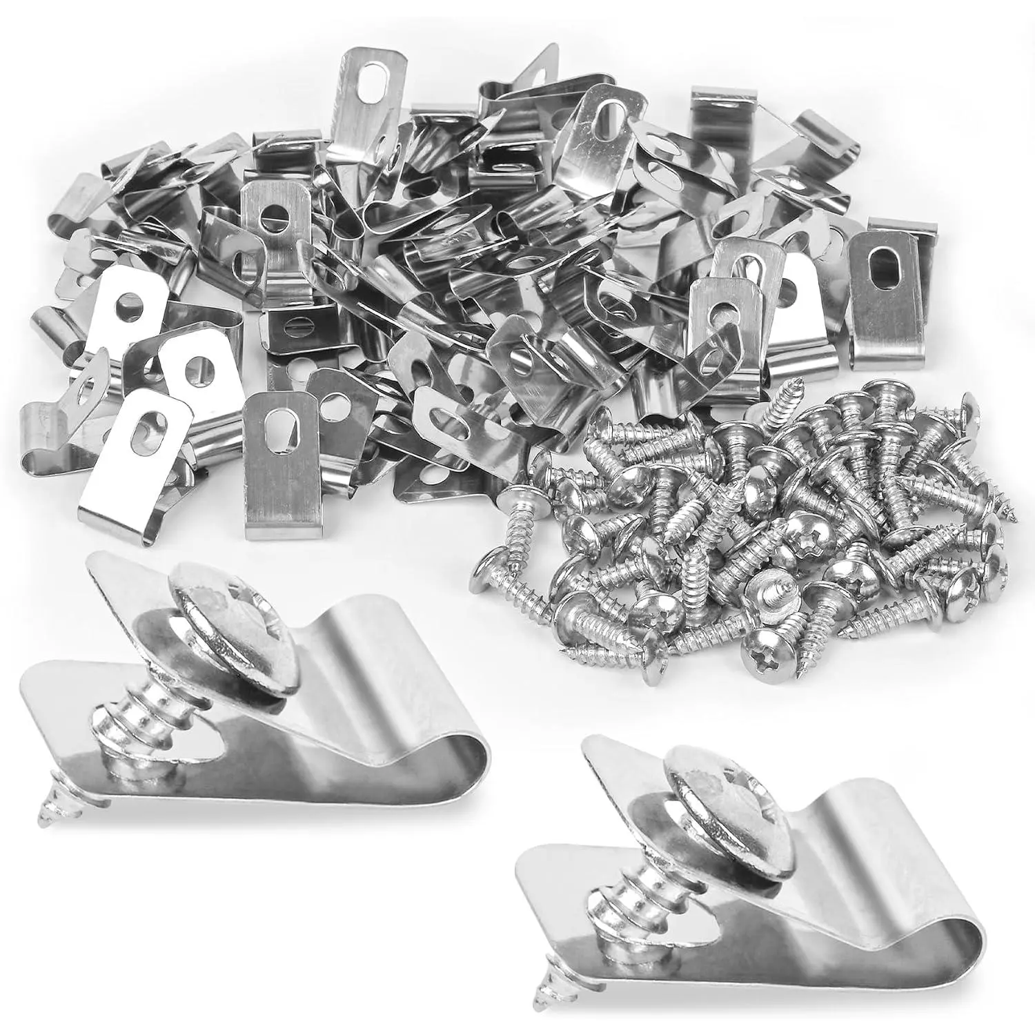 120 count Fence Wire Clamps Stainless Steel Fencing Mounting Clips With120 Pcs Stainless Steel Screws for 12-16 Gauge Welded Wire to , Metal or Vinyl Fence(X120 Kit)