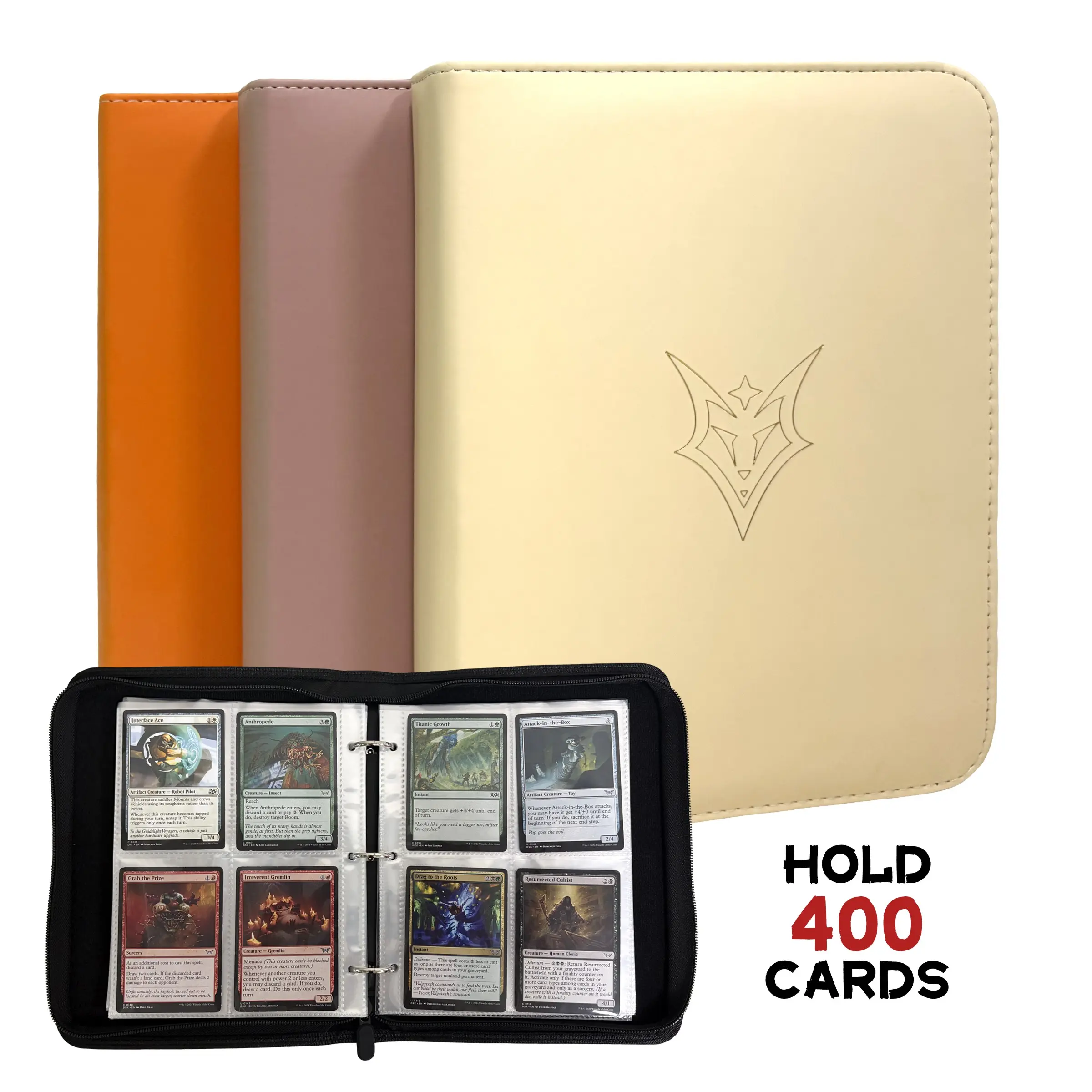 400 Slot Card Collection Album, 4-Tab Binder, 50 Insertable Pages, Tcg Game Card Photo Organizer, Trading Card Organizer, Ideal for Collectors and Gamers
