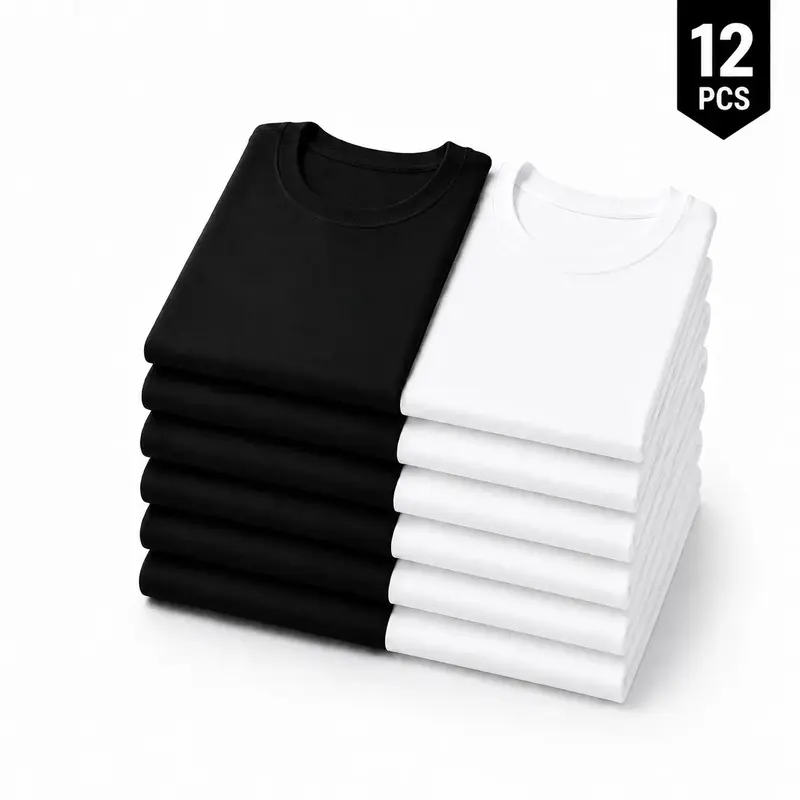 12-Pack$39.99 ;6-Pack$29.99 Great Value Stock Up Men's 180 GSM Crew Neck Short-Sleeve T-Shirts - Black, White Color Options t shirts for men clothing fashion plain style t shirt packs for men 12pack t shirts for men summer shirts,back to school