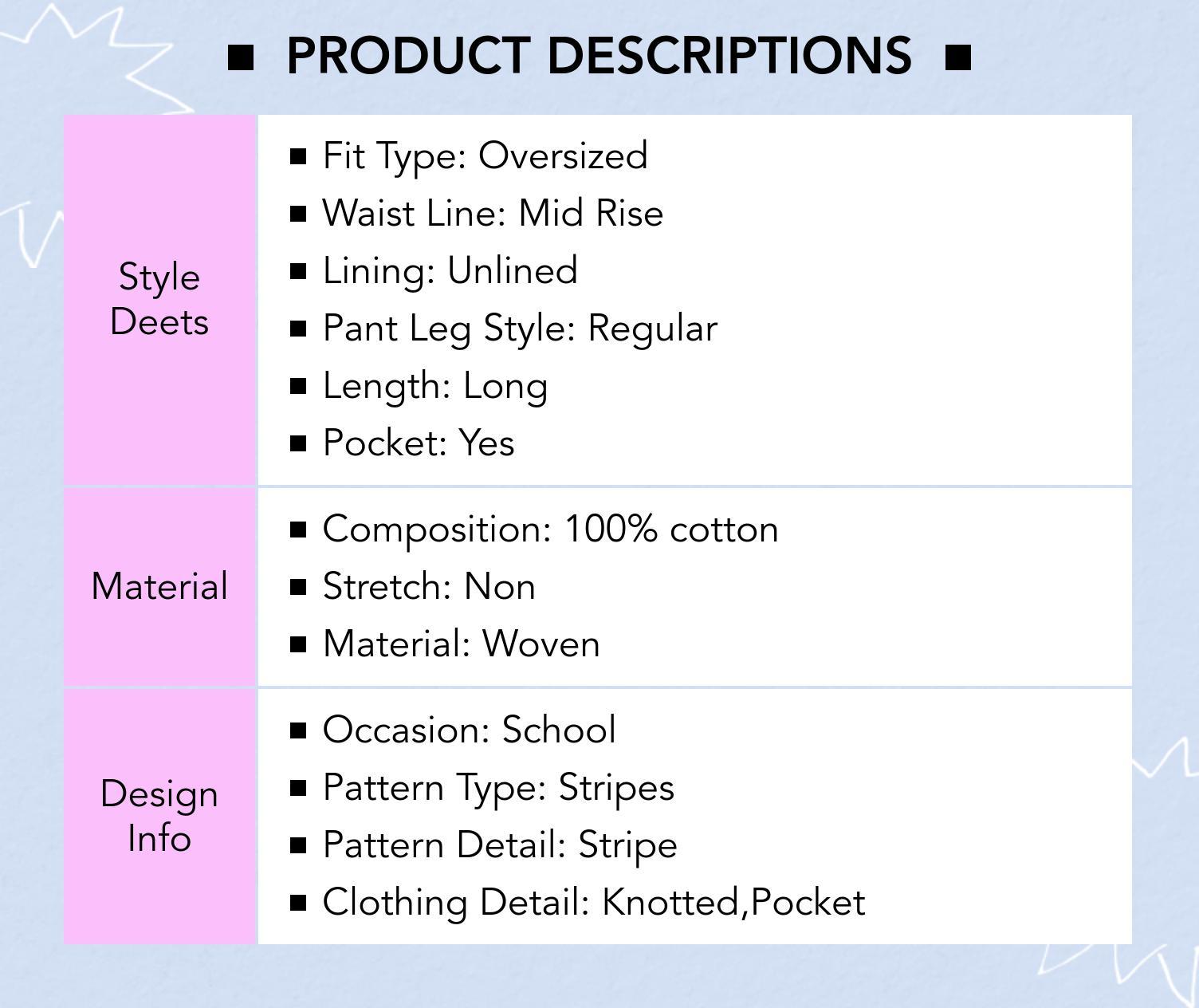 Cider [size 2-26] Woven Mid Rise Stripe Knotted Pocket Trousers