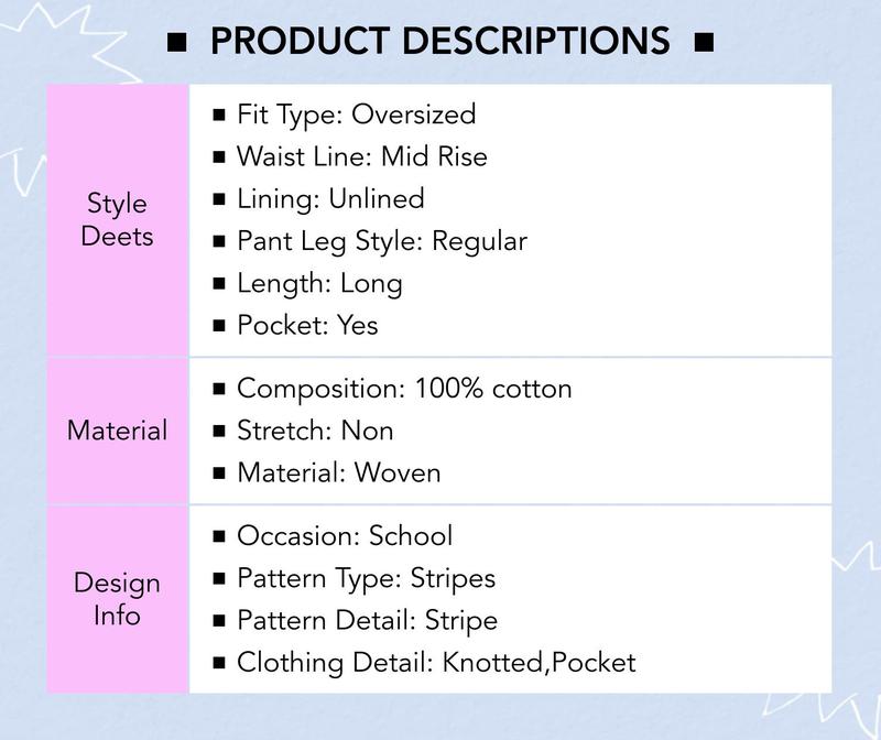 Cider [size 2-26] Woven Mid Rise Stripe Knotted Pocket Trousers