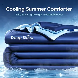 Silky Soft Lightweight Summer Rest Comforter, Dual Tone Cool Touch Fabric, Air Permeable Thin Bed Quilt for Daily Naps & Indoor Relax