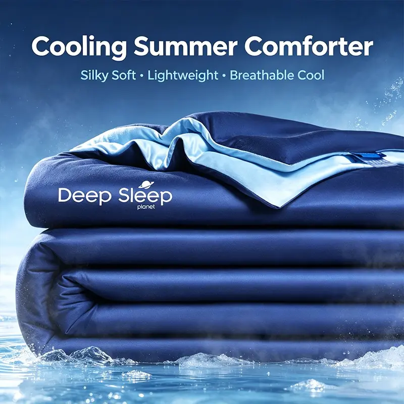 Silky Soft Lightweight Summer Rest Comforter, Dual Tone Cool Touch Fabric, Air Permeable Thin Bed Quilt for Daily Naps & Indoor Relax
