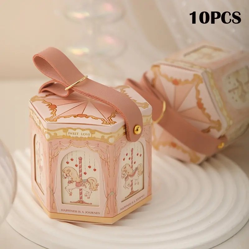 10 gift boxes cartoon printed merry-go-round gift box wedding box empty wedding gift European new gift box send a gift packaging box birthday gift box.