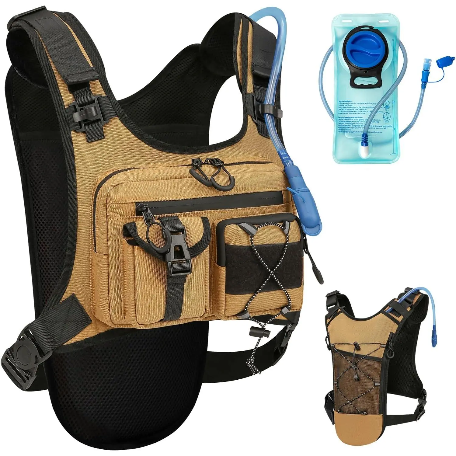 USA Patent Running Hydration Vest Backpack, Lightweight Chest Pack with 2.0L Water Bladder Bag Daypack for Hiking Running Cycling Race Marathon for Women Men