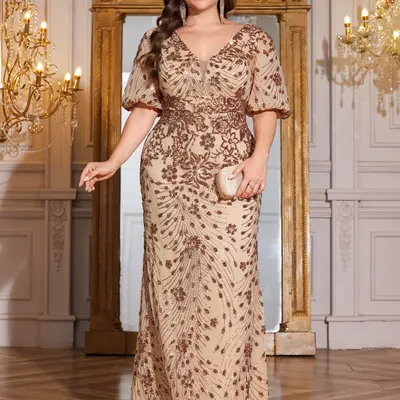 amazon plus size evening dresses Formal Wedding guest dresses Size:EU 47 - US 13 sku_64338B01-BluePrint-FO CUPSHE Women's V Neck