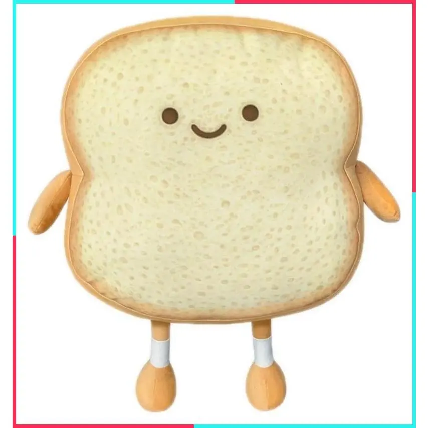 Funny Toast Bread Plush Pillow Cute Food Shaped Stuffed Sofa Toy Cushion (Golden Toast Bread)