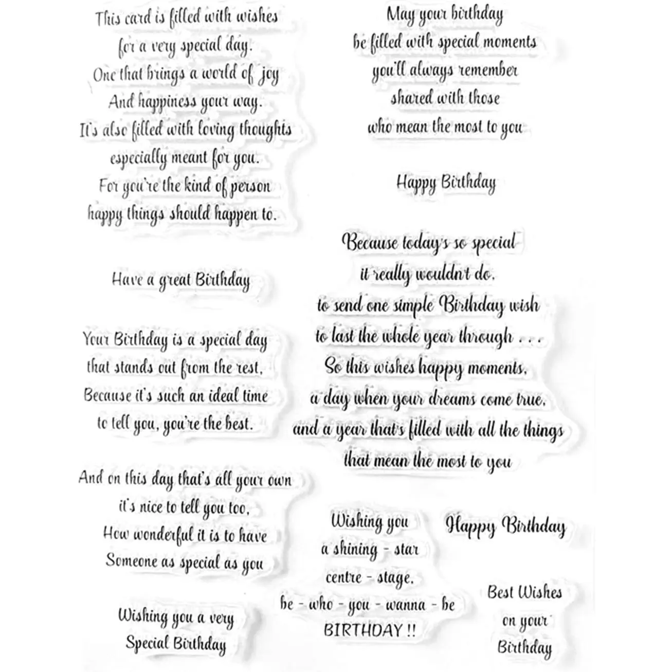 Birthday Sentiment Clear Stamps for Card Making and Journaling, Verse Silicone Stamps Happy Birthday Saying Rubber Stamps for Crafting Scrapbooking