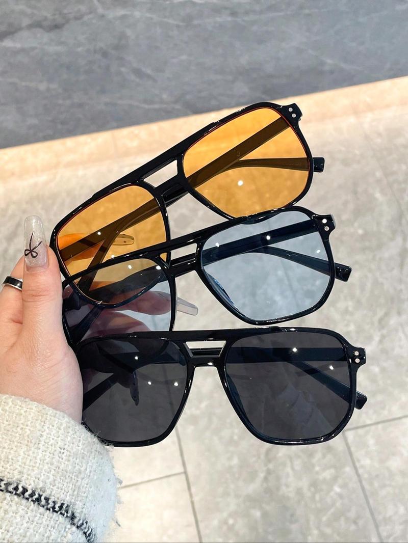 Unisex Vintage Trendy Aviator Sunglasses, Retro Outdoor Sports Frames Sunglasses, Fashionable Modern Accessories for Men & Women for Everyday Use, Trendy Beach Eyewear, Aviator Shades