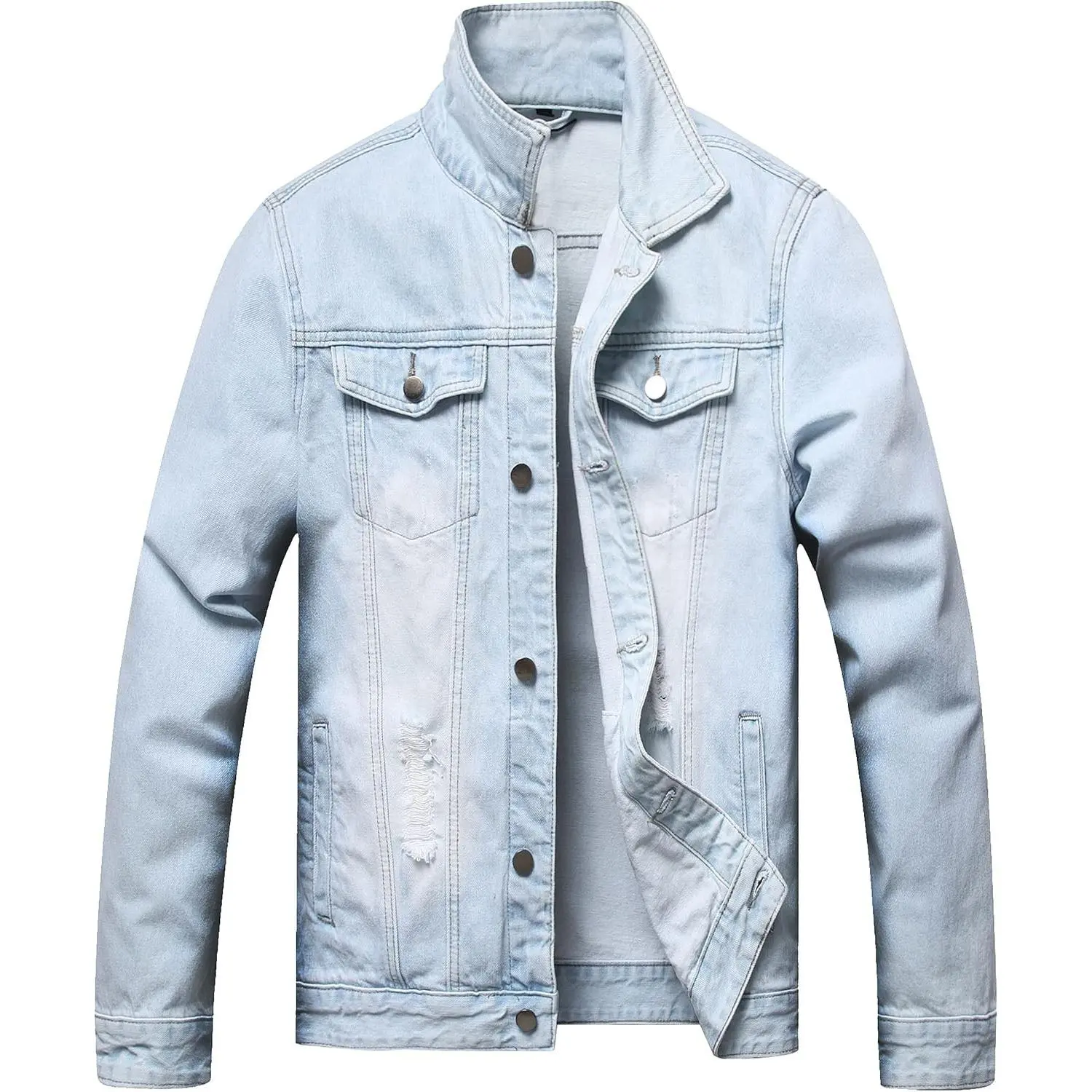 Jean Jacket For Men, Distressed Slim Denim Jacket