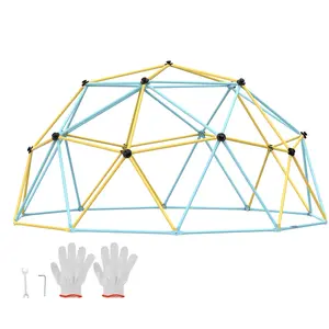 VEVOR Climbing Dome,Jungle Gym Supports 750LBS and Easy Assembly, 12FT Geometric Dome Climber Play Center for Kids 3 to 10 Years Old, with Climbing Grip, Outdoor Backyard Play Equipment for Kids