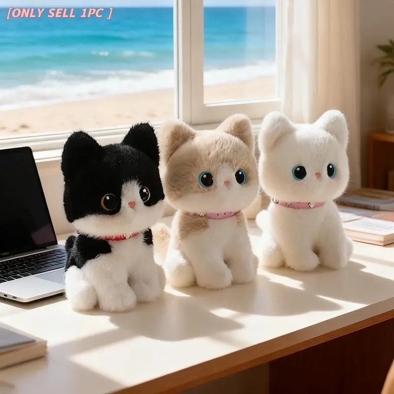 20cm/7.87in Big Eye Cat Plush Toy, Cute Sitting Kitty Stuffed Animal, Ultra Soft Fluffy Cat Doll, Kawaii Cat Lover Gift, Emotional Support Plush, Desk & Bedroom Decor, Stress Relief Companion, Birthday, Christmas & Valentine’s Day Gift