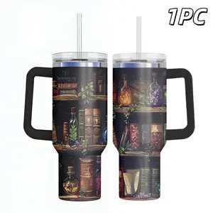 Book Lovers Gifts 40oz Tumbler with Handle and Straw, Book Tumbler for Friend, Bookish Gifts for Women Readers Librarian, Book Accessories Stainless Steel Travel Mug 1 Pcs
