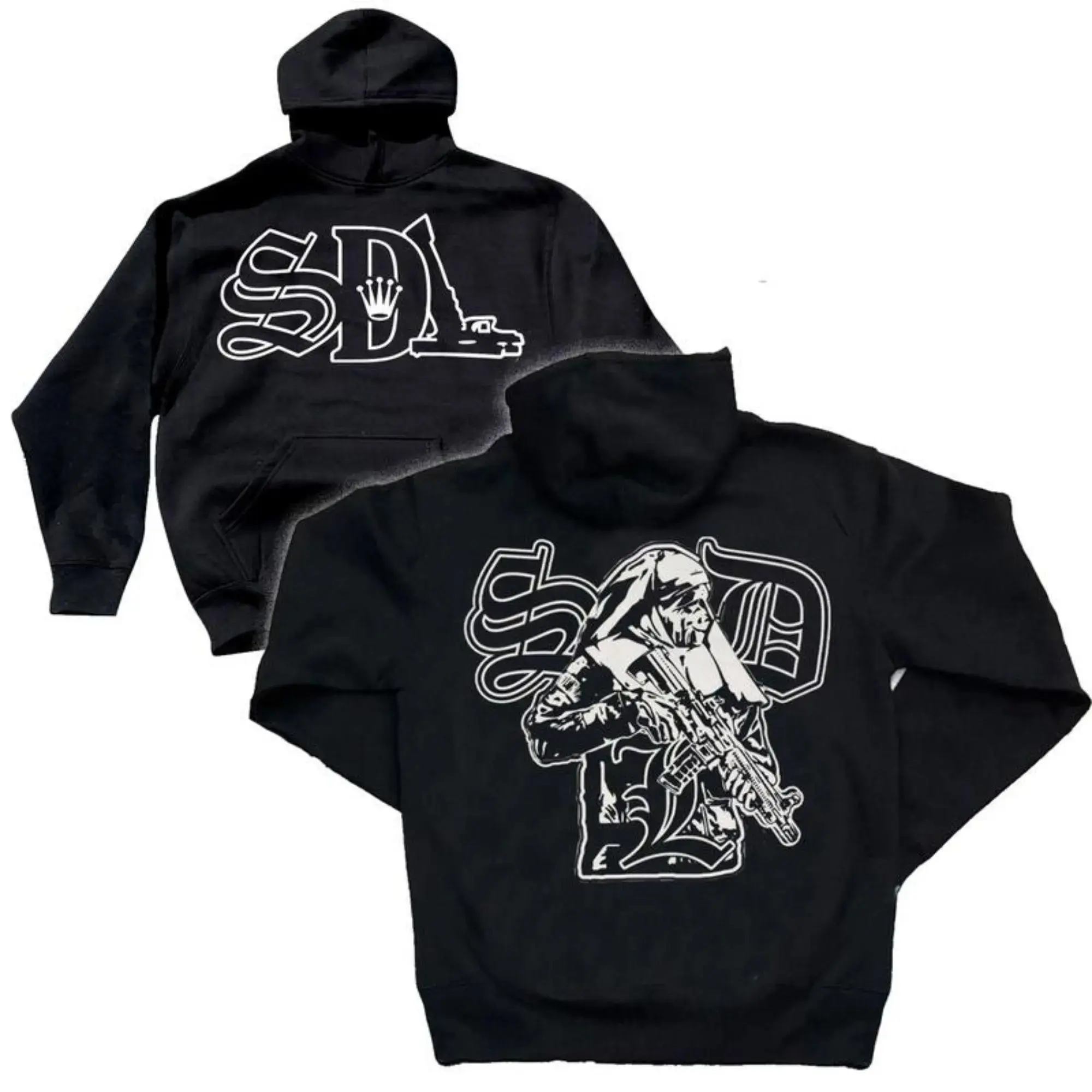 Graphic Hoodie SDLHoodie Trendy Streetwear Full Print Zip Up Hoodie, Retro Pattern Unisex Fashion Outerwear for Men Women, Casual Oversized Urban Style Jacket, Y2K Street Fashion Hoodie