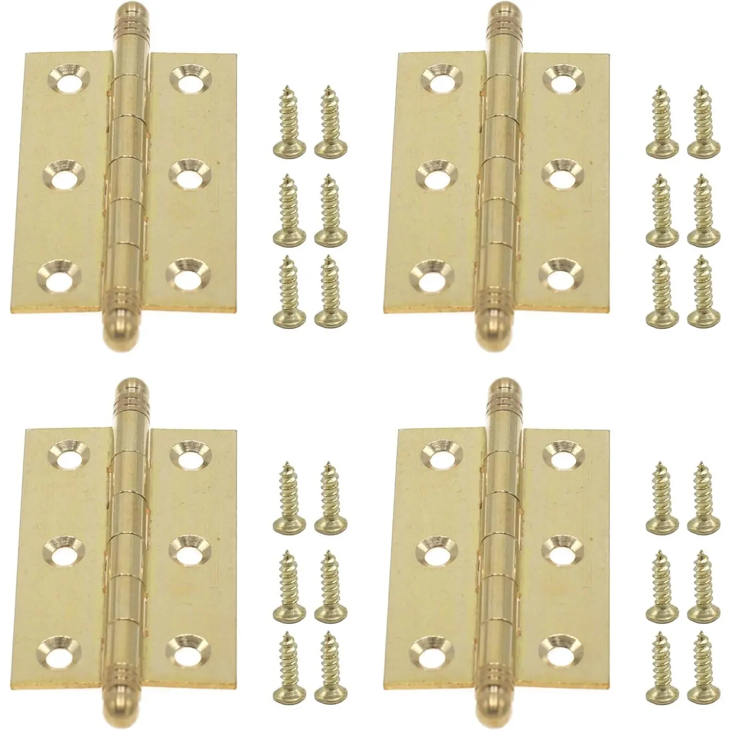 Pack of 4 2.5 Inch Brass Door  Hinges, Mini Cabinet Decorative Folding  Hinges, Small Bifold Door Hinges, Polished  Hinge with Mouting Screws