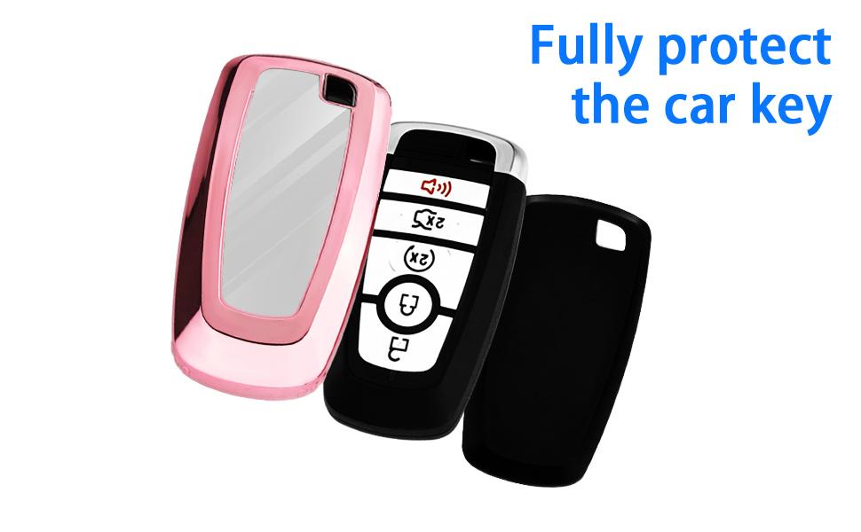 for Ford Key Fob Cover with Keychain,Key Fob Cover Case Shell for Ford Explorer Fusion Escape Edge Expedition F150 F250 F350 F450 F550 Maverick Mustang 3/4/5 Buttons Smart Key (Black)