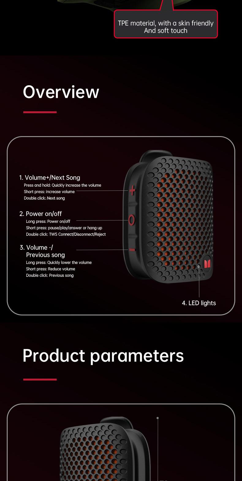 Monster M3 Bluetooth Speaker Wearable Portable Magnetic Clip-on Bluetooth Sound Box TWS Stereo Matching Wireless Portable Speakers