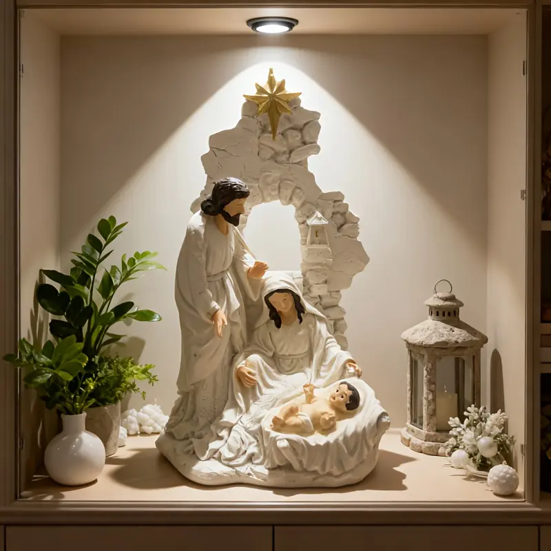 1 Christmas statue, a decoration for the Nativity scene, suitable for holiday and religious decorations, Christmas decorations, holiday decorations, traditional icons of the Holy Family, suitable for Halloween, Thanksgiving, and Christmas decorations