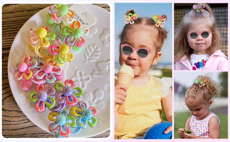 L-B50  10 Pack Hair Balls for Girls Hair,Hair Ties for Girls Toddler Kids Ponytail Holders Hair knockers Cute Hair Accessories (pink yellow blue purple green)