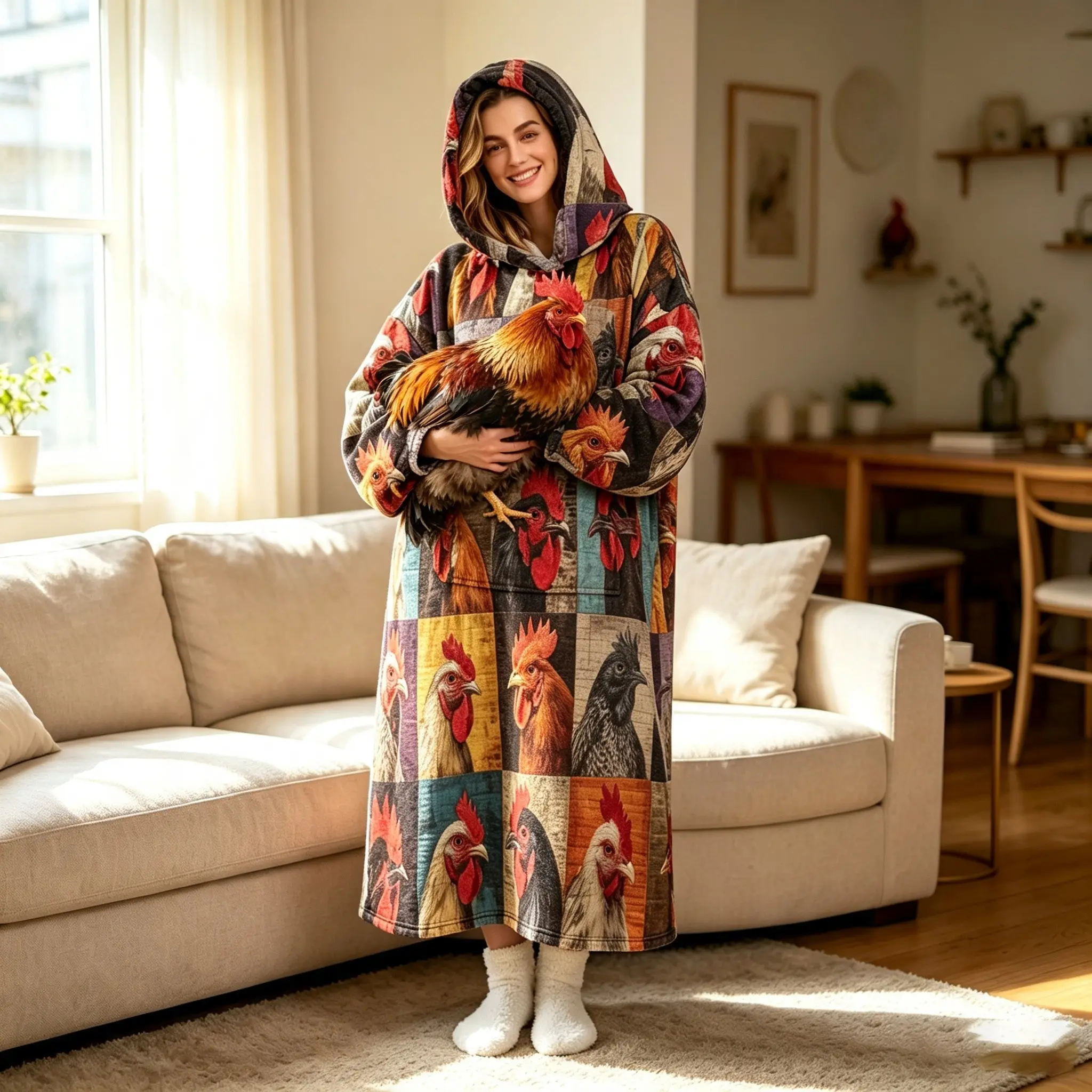 Unisex Wearable Hooded Blanket, Cozy Flannel Adult Sweatshirt Blanket, Fashion Warm Design, Perfect Gift Choice