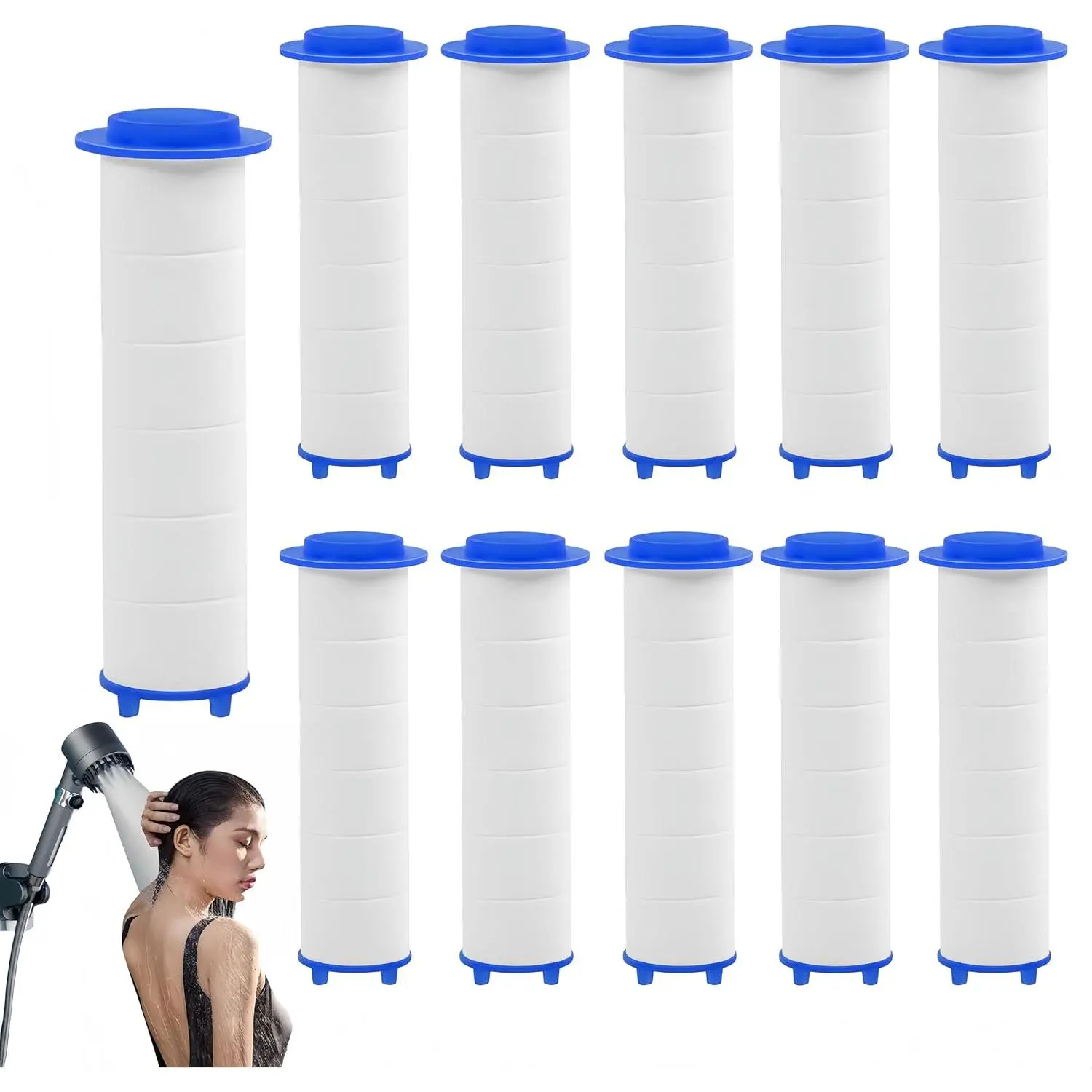 10Pcs Shower Head Filter, 2.95 Inch Ion Shower Dropse Head Filter PP Cotton Replacement Cartridge, Water Filter Core Cotton For Handheld Showerheads.