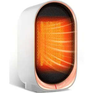 Portable Space Heater Small Electric Mini Desk Heater for Indoor Office Bedroom Bathroom with Overheat & Tip-Over Protection Compact Efficient Heating White