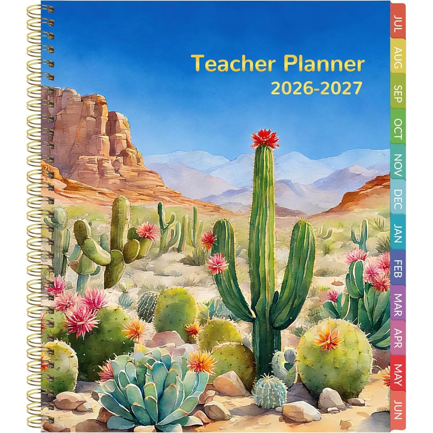 Teacher Planner 2026-2027 - Teacher Planner 2026-2027 Academic Year, July 2026 - June 2027, 8.7" x 10.8", Weekly & Monthly Lesson Plan Book with Monthly Tabs, Golden Stamping - Cautus