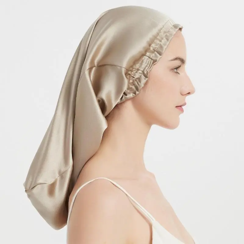 100% Mulberry Silk Sleep Bonnet, Extra Large Cascade Cap for Women with Long Hair, Braids, and Locs - Hair Protection to Reduce Frizz & Breakage, Hair Care Tool, Bonnet Silk