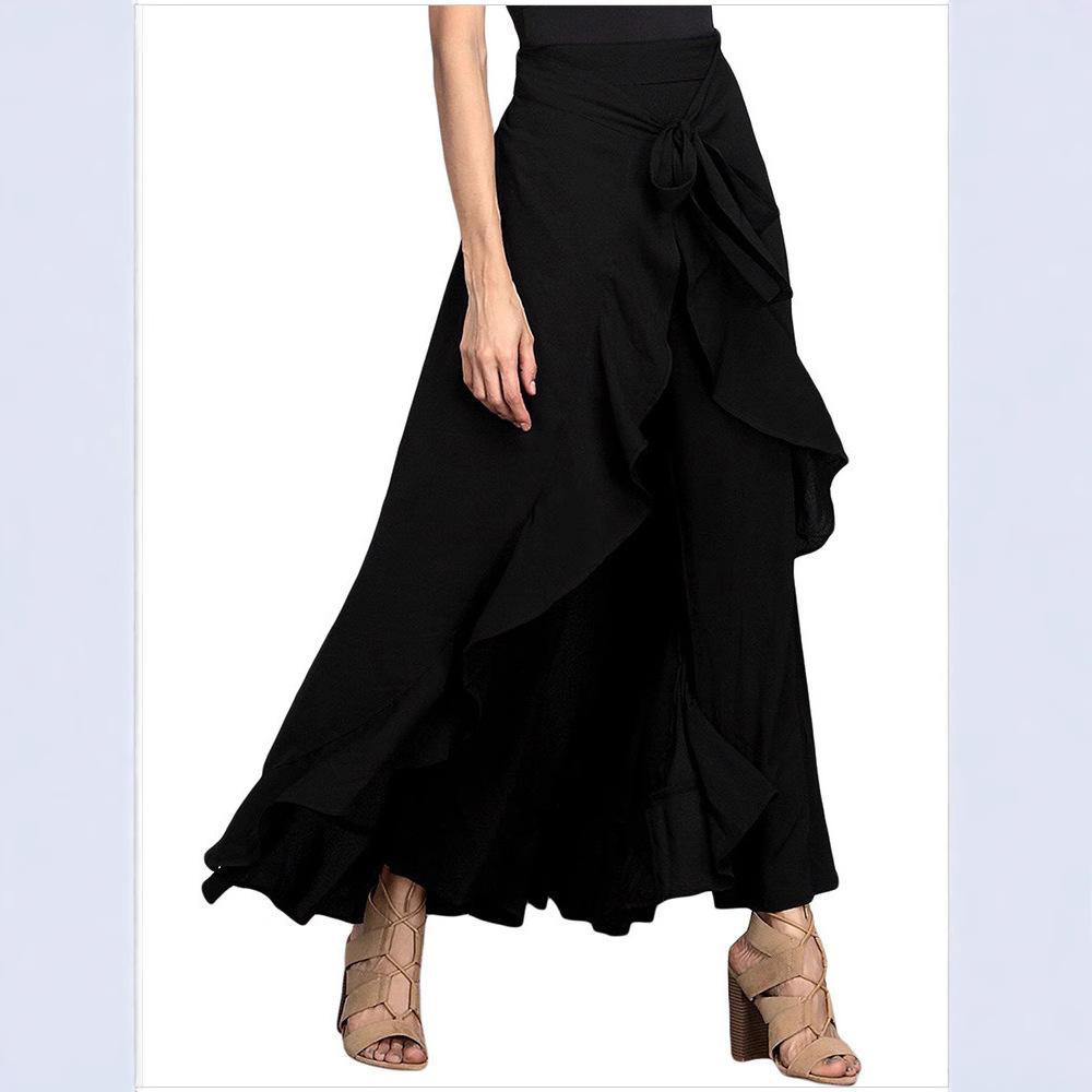 Oversized high waisted wide leg pants |   Asymmetric tie details, casual style, solid color, slightly elastic fabric, suitable for spring and summer wear