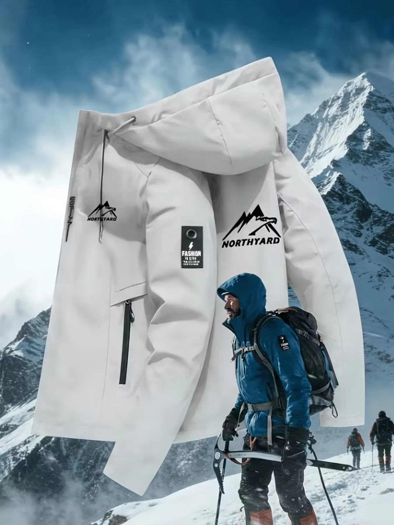 Men's Heavyweight Windproof Hooded Jacket, Rain & Wind Protection, Full Zip Outdoor Design, Soft Casual Hiking/fishing Coat, Fall Commute