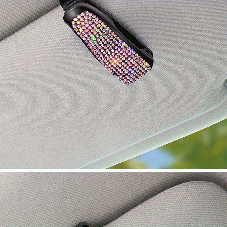 1pc Sparkling Rhinestone - Car Sun Visor Clip - Multifunctional Fashion Glasses Holder for Vehicle Interior Accessories