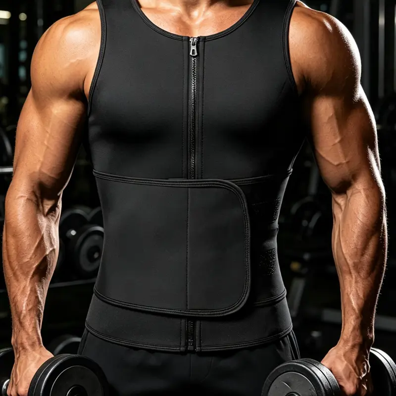 Men's Waist Trainer Vest Gym Soft Breathable Sweat Sauna Vest, Top Workout Shirt Size S Xxxl Sporty Fitted Zipper Compression Vest Sleeveless Sports Vest Compression Gym Vests