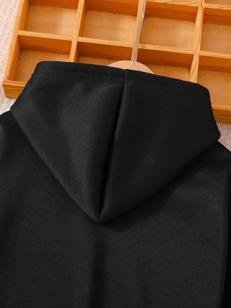 Autumn Winter Kids Hooded Sweatpants Set, Cute Cherry Letter Print, Fitted Casual Style, Thick Fabric, Perfect for Fall & Winter Seasons