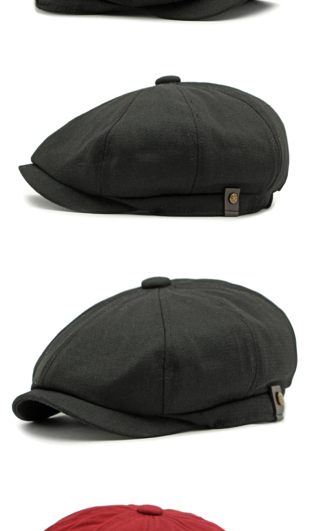 HT4779 Beret Cap New Spring Summer Men Women Cctagonal Cap Vintage Artist Painter Beret Hat Solid Plain Ivy Flat Cap Mens Berets