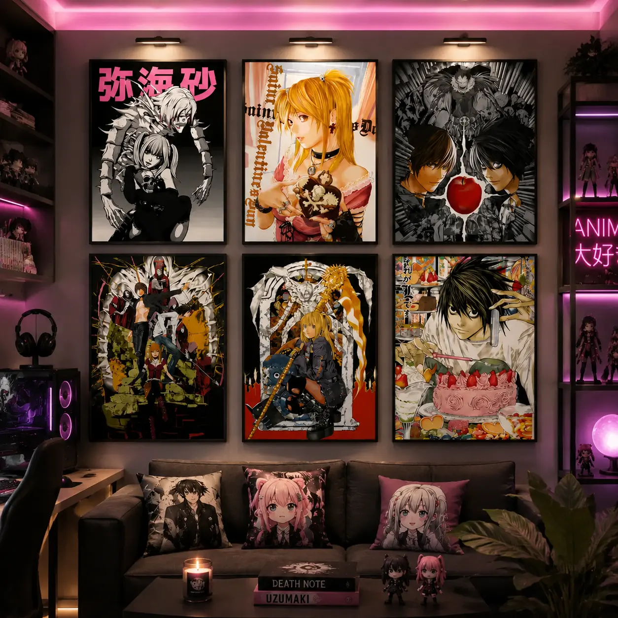 Japanese Anime Canvas Wall Art, Dark Manga Style Poster Print, Mystery Character Artwork, Otaku Room Decor, Modern Home Decoration for Anime Fans
