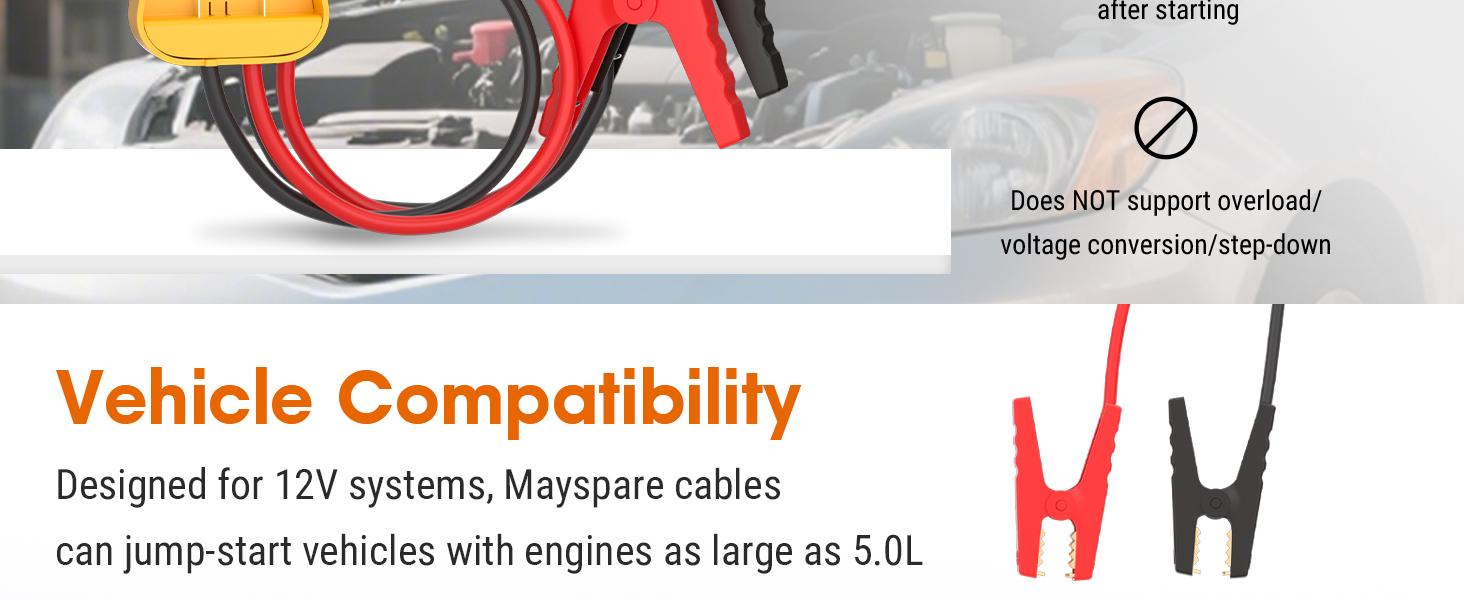 8AWG 2FT Silicone Jumper Cables for Car, Heavy-Duty Jump Starter Adapter Compatible with DE.Walt 20V Batteries, Alligator Clips for Jump Starting Vehicle or Tool Batteries