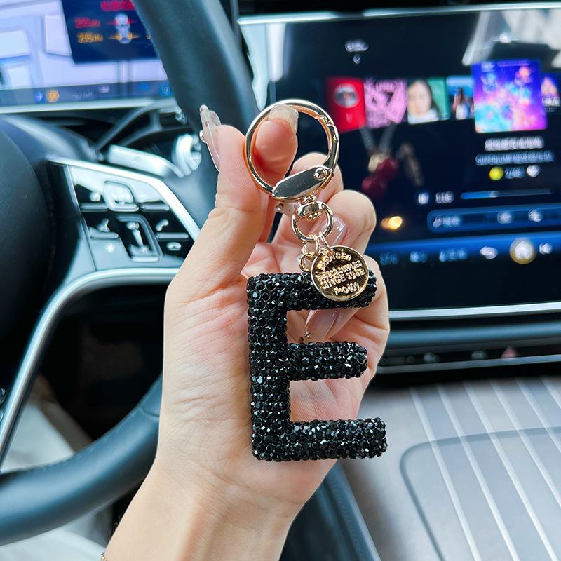 Creative Rhinestone Car Keychain, Aesthetic Bag Pendant Bag Charm, Fashionable Letter Key Ring, Elegant Bag Charm Accessory, Perfect Holiday  Accessory for Men & Women