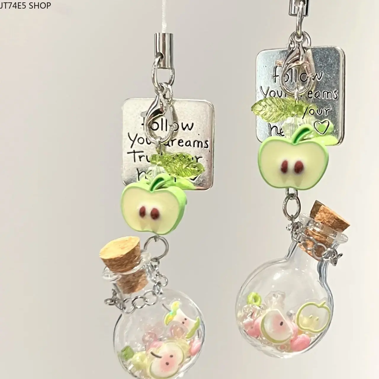 Apple Five-Pointed Star Sweet Girly Handmade Pendant Chain, Small Fresh Hanging Ornament for Phone Case, Bags & Cameras
