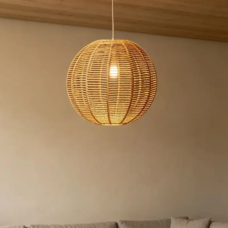 Bohemian Flat Lampshade, Perfect for Living Room, Dining Room, Bedroom Ceiling Decor, Handwoven Vintage Lampshade, Minimalist Packaging, Craftsmanship
