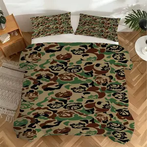 Premium Streetwear Camo Bulldog Bedding Set, 2/3pcs No Filling Duvet Cover Set, Perfect for Boys Bedroom, College Dorm, Bachelor Apartment, Streetwear Room Decor, Dog Lover Birthday Gift & Holiday Present