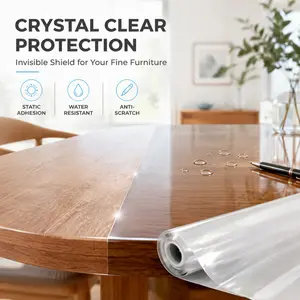 Crystal Clear Furniture Protection Film Anti-Scratch Waterproof Static Adhesive Table Cover For Wood Glass And Marble Surfaces